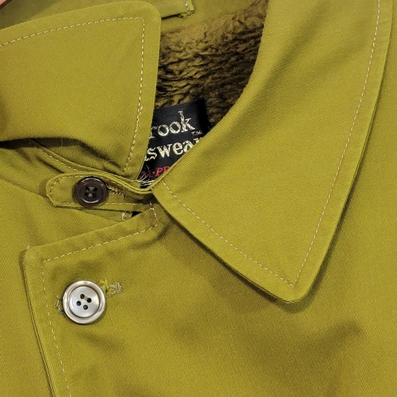 Vintage Oakbrook Sportswear Split Pea Green Long Coat With Fur Lining - Picture 5 of 16